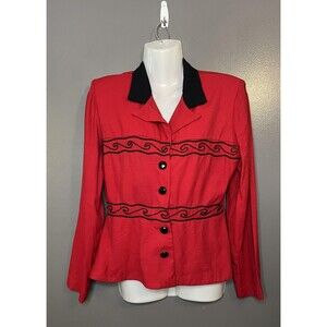 Vintage D.J. Summers Jacket Womens 6 Embroidered Button Up Made USA 80s